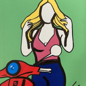 Bionda Pin Up in vespa