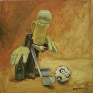 IL CALCIATORE OLIO SU TELA 20X20 €300